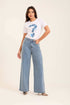 Allover Micro-Print Wide-Leg Jeans