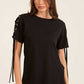 Cotton Tee with Lace-Up Eyelet Details Sleeves