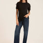 Cotton Tee with Lace-Up Eyelet Details Sleeves