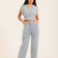Patterned Denim Pants Detailed in Textured Stitch