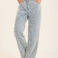 Patterned Denim Pants Detailed in Textured Stitch