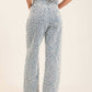 Patterned Denim Pants Detailed in Textured Stitch