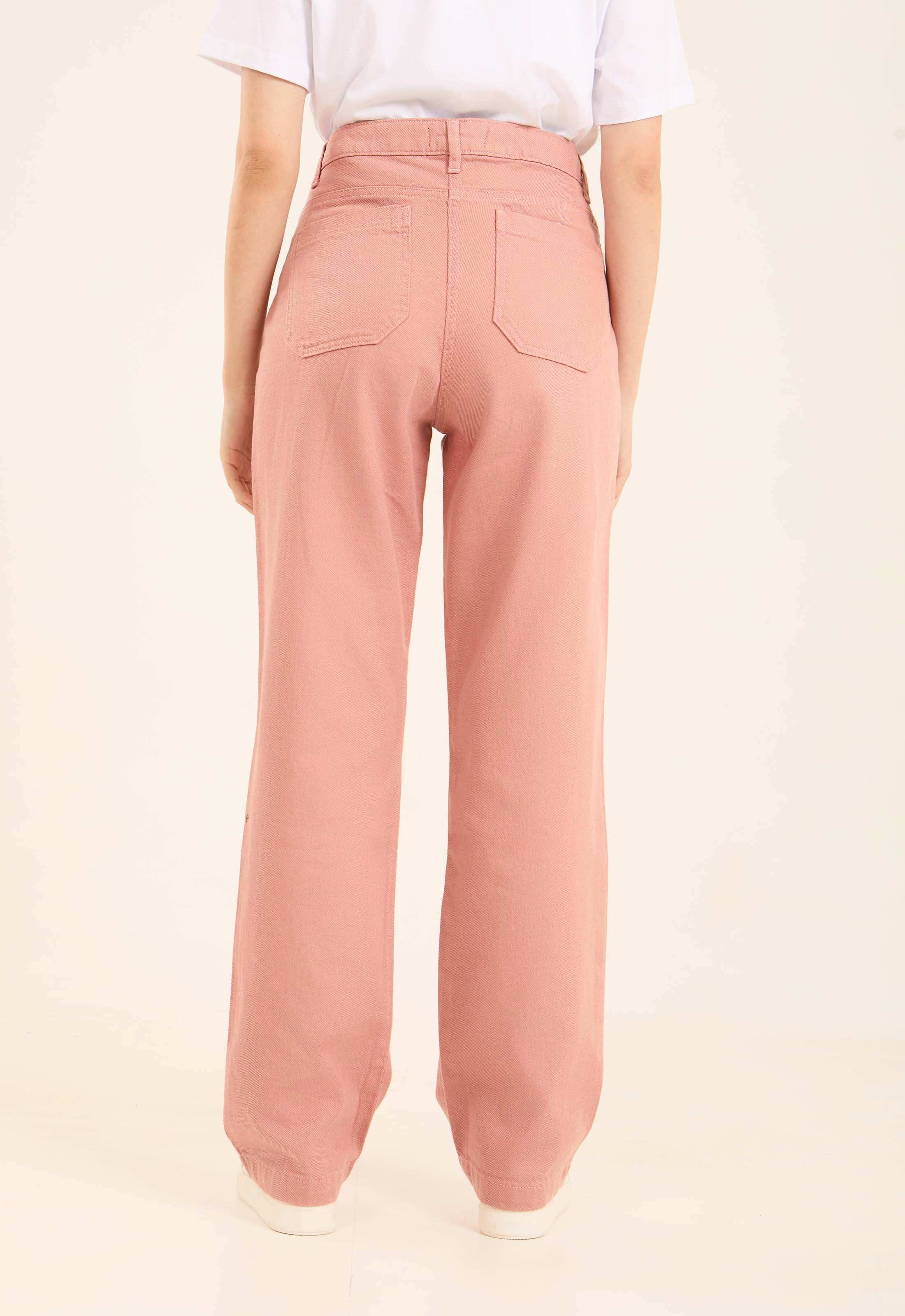 High-Waist Cotton Jeans with Wide Fit