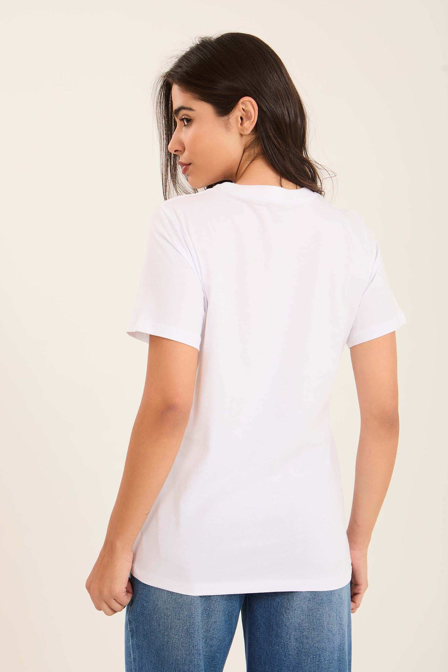 تيشيرت قطن باكمام قصيرة وجملة مطبوعة