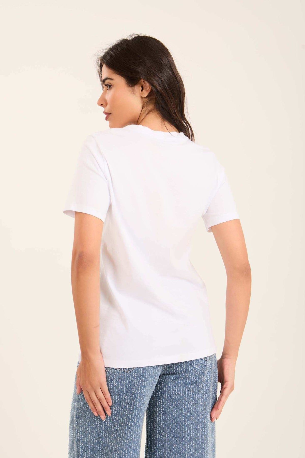 Stitched Denim "Question Mark" Summer Tee