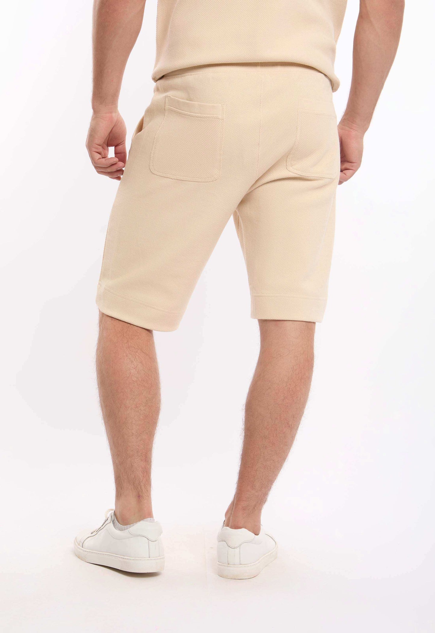 Textured Slip On Shorts with Pockets