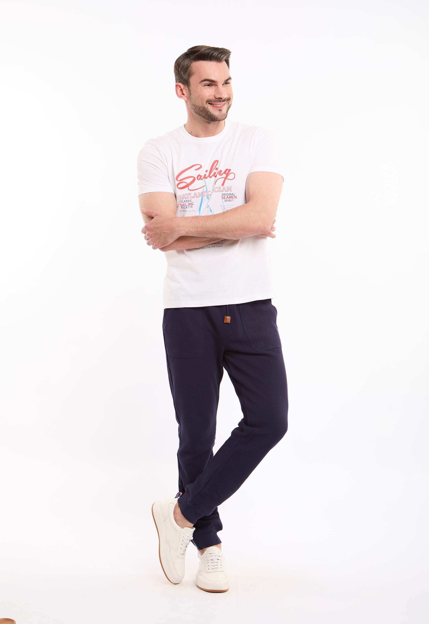 Casual Textured Sweatpants with Hem