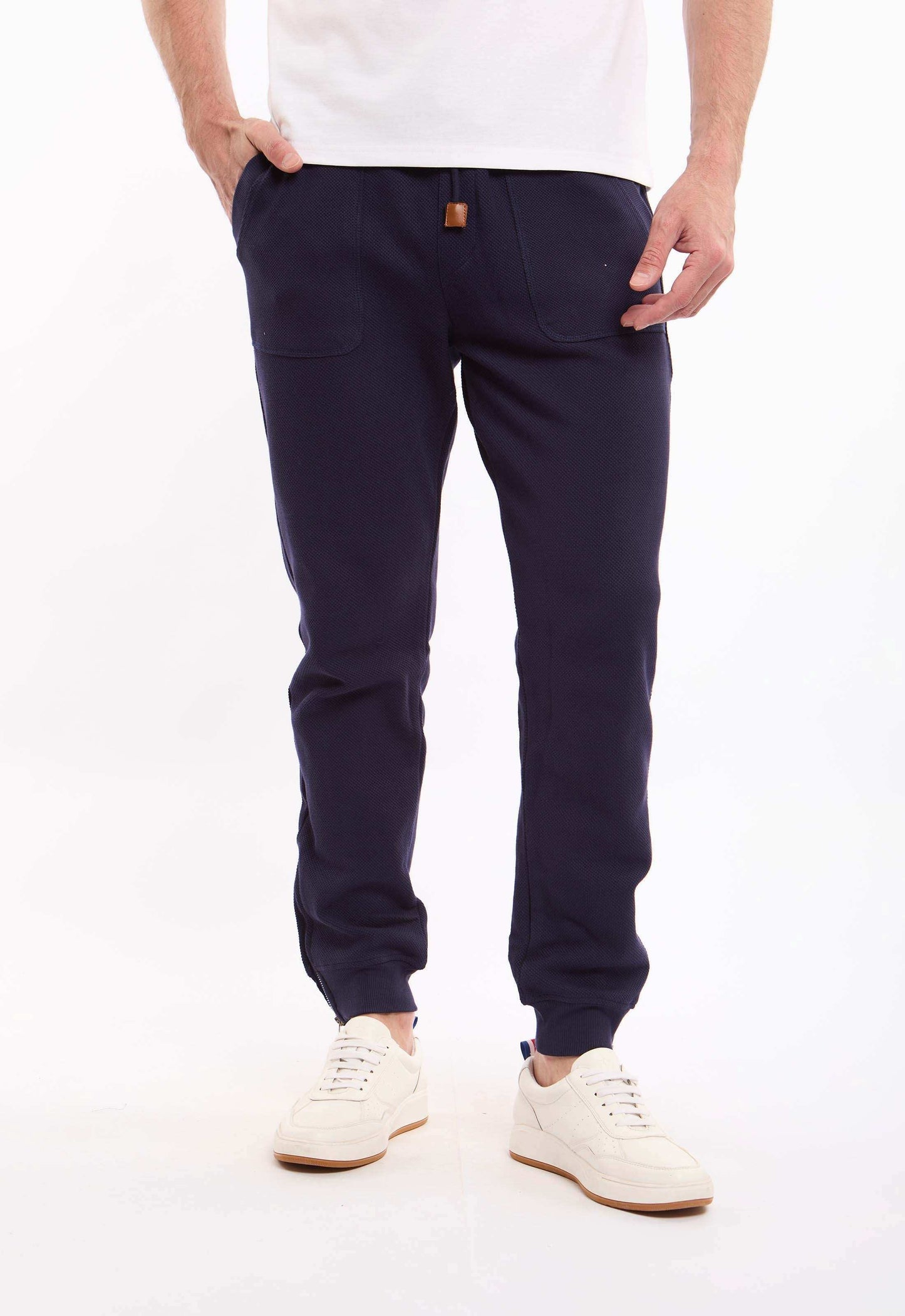 Casual Textured Sweatpants with Hem