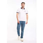 Buttoned Neck Polo Shirt with Patched Sleeve