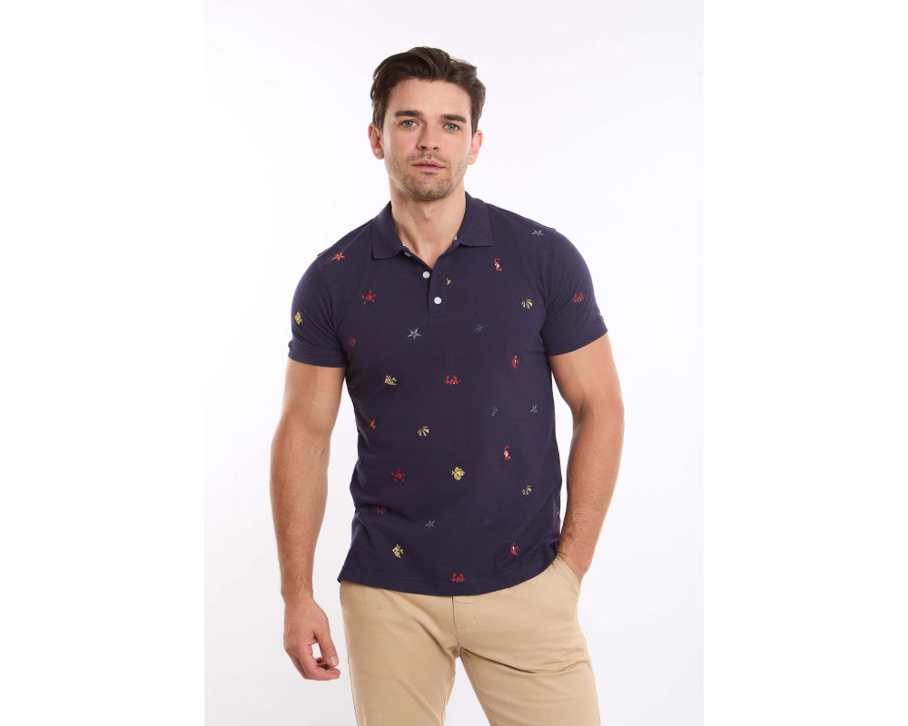 Sea Creatures Prints Casual Polo Shirt