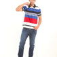 Casual Polo Shirt with Unbalanced Stripes