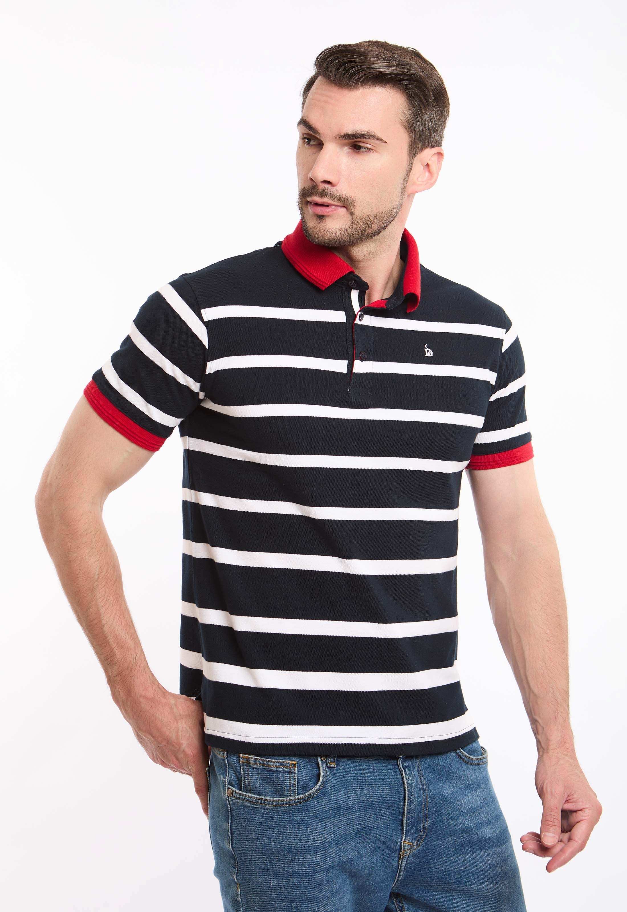 Elegant Striped Polo Shirt with Different Collar