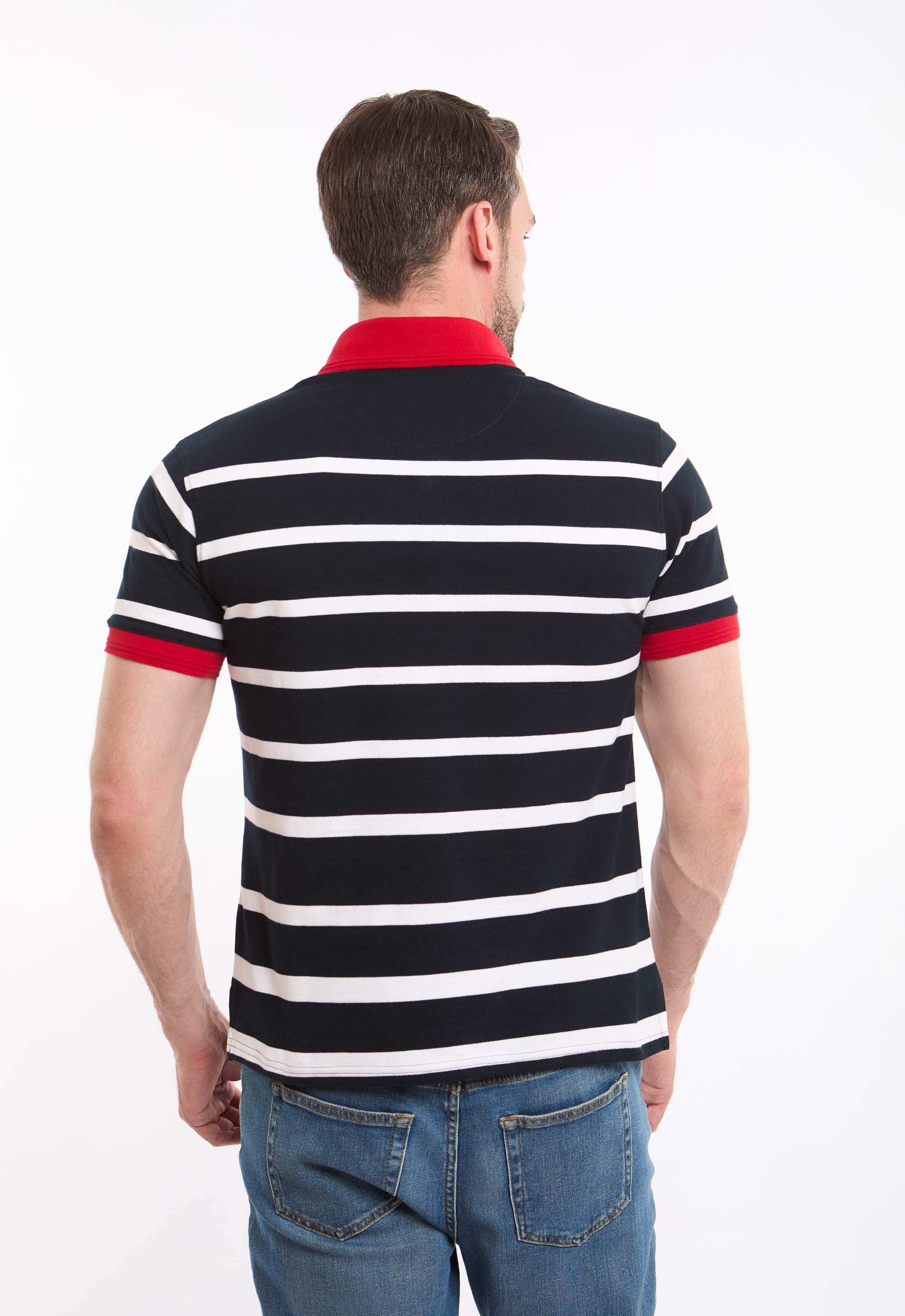 Elegant Striped Polo Shirt with Different Collar