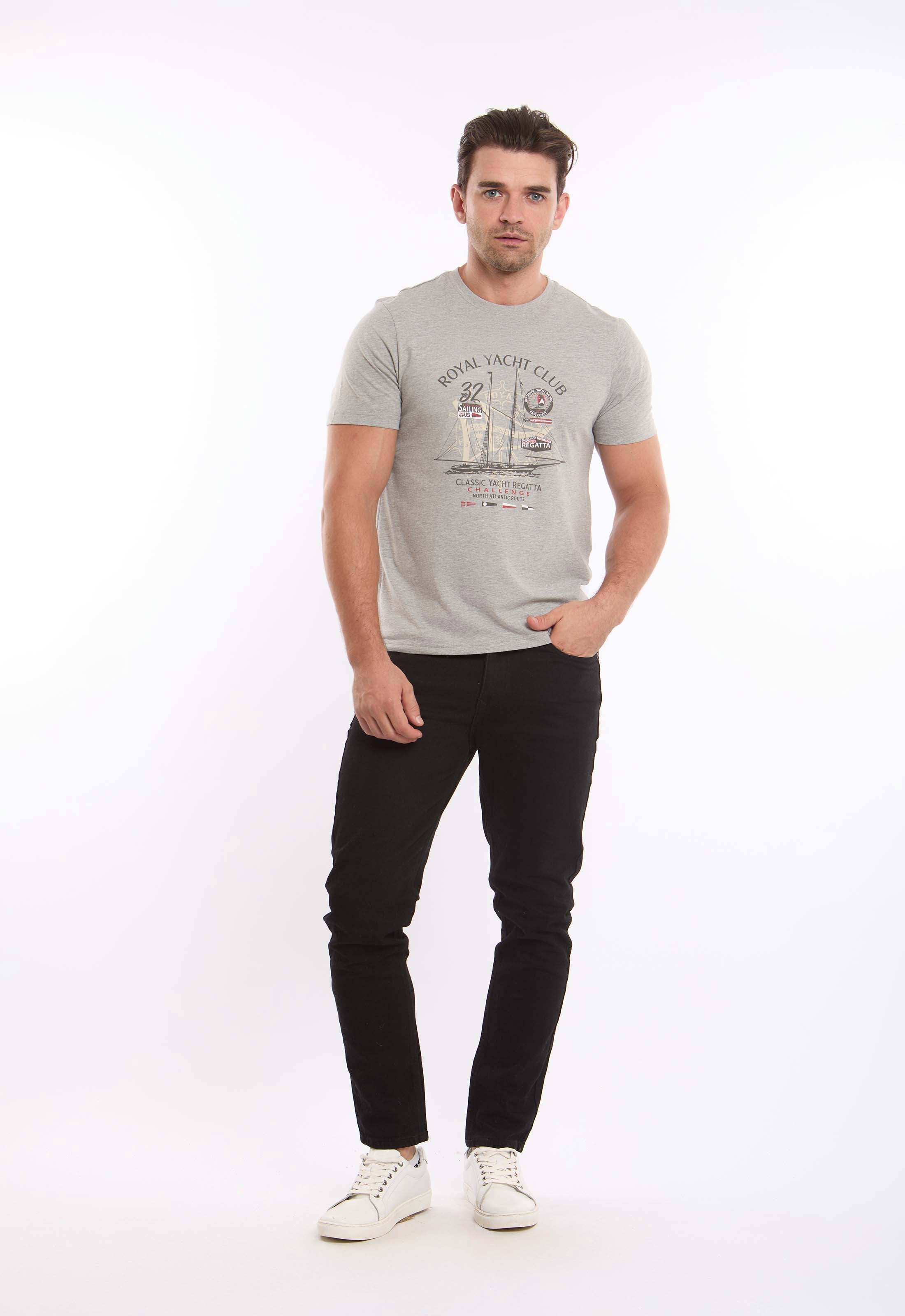 تيشيرت عادي برقبة مستديرة بطبعة شاطئ