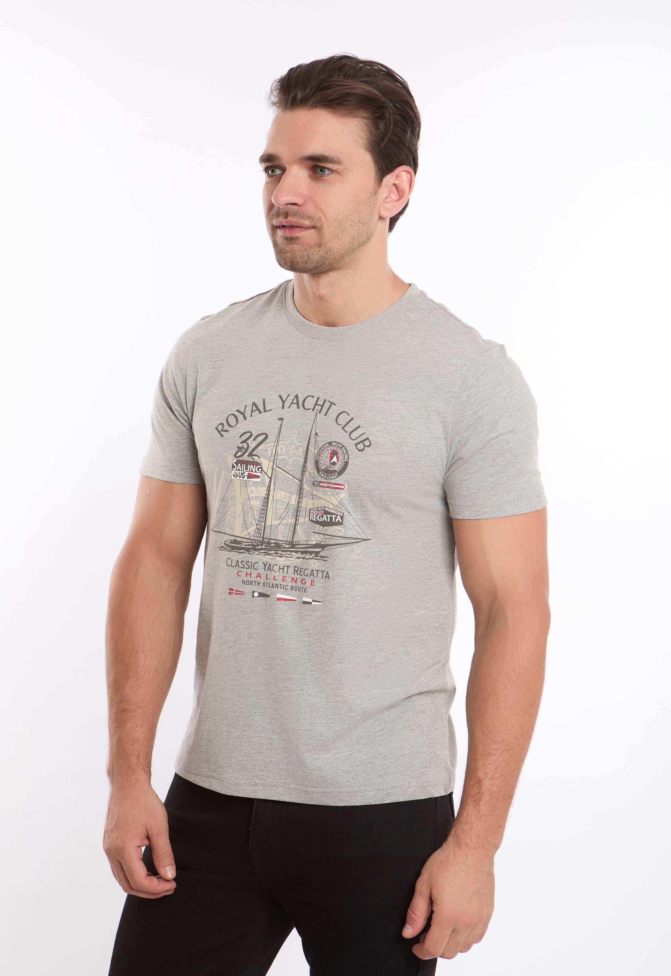 تيشيرت عادي برقبة مستديرة بطبعة شاطئ