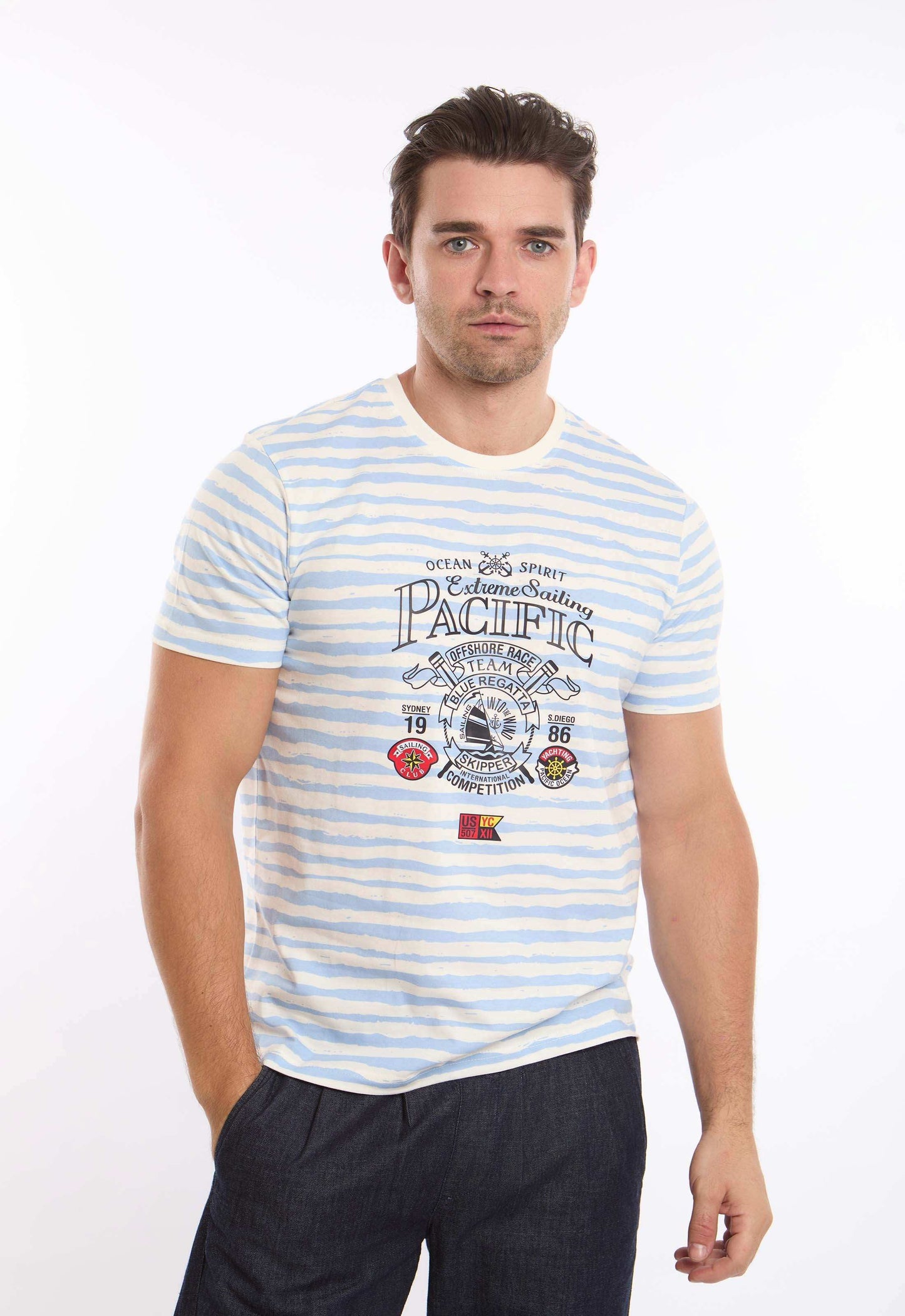 Slip On Stripes & Front Print Summer Tee