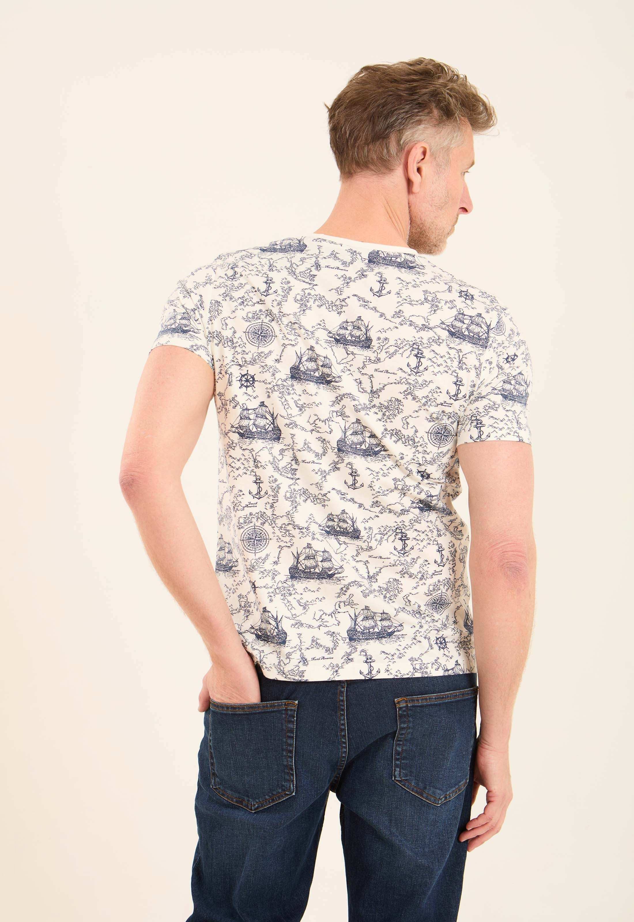 تيشيرت عادي برقبة مستديرة بطبعة شاطئ