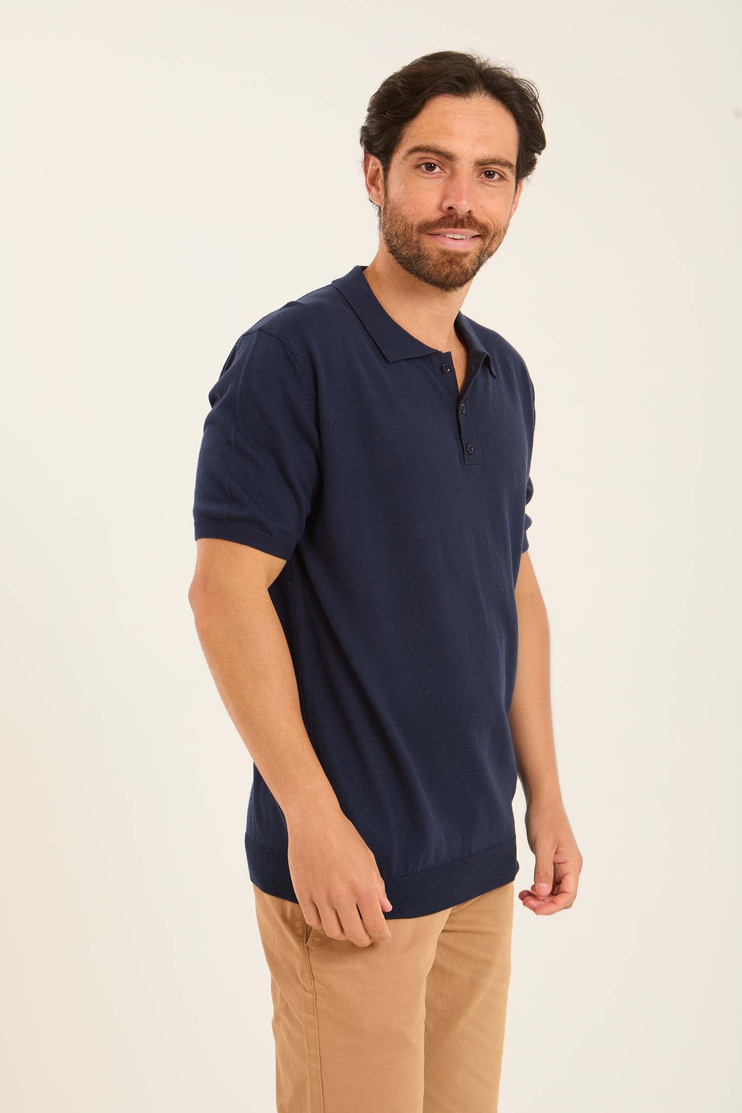 Ribbed Short Sleeves Regular Polo Shirt