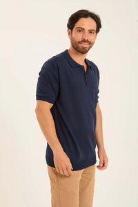 Ribbed Short Sleeves Regular Polo Shirt
