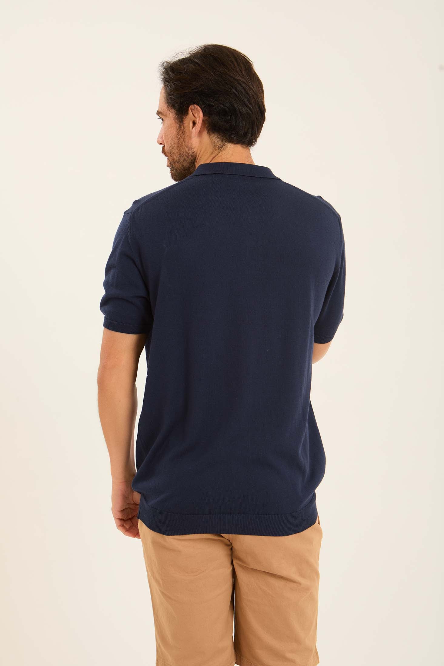 Ribbed Short Sleeves Regular Polo Shirt