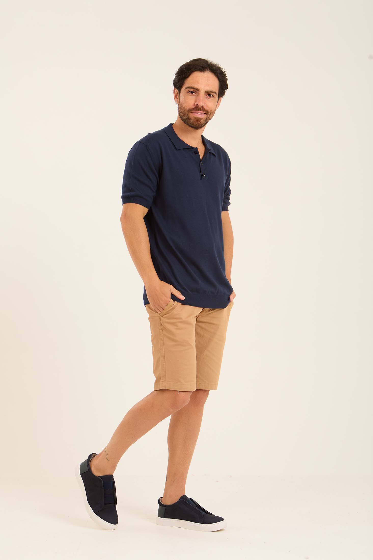 Ribbed Short Sleeves Regular Polo Shirt