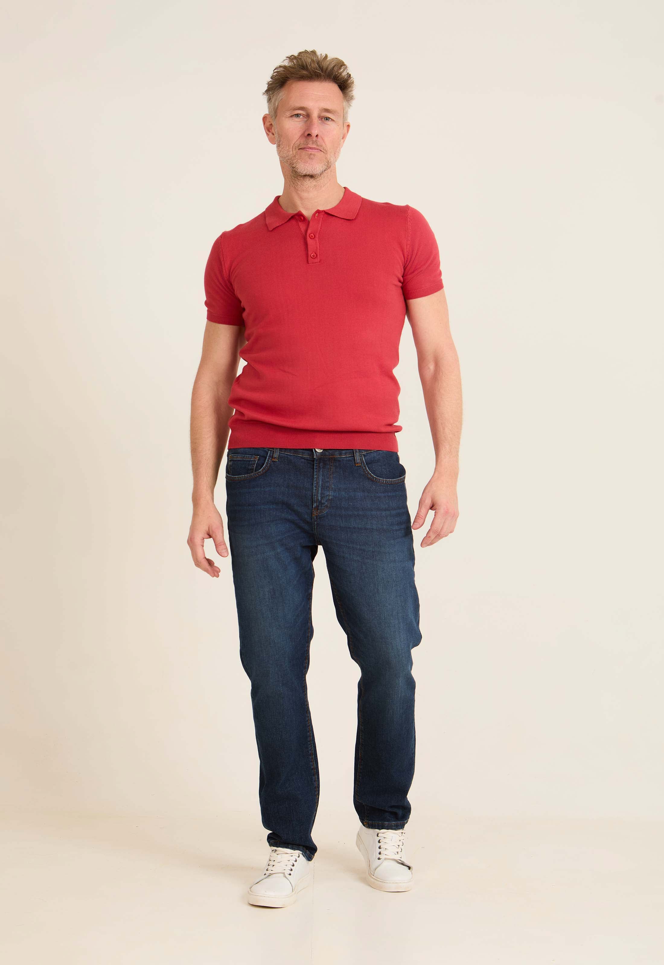 Ribbed Short Sleeves Regular Polo Shirt