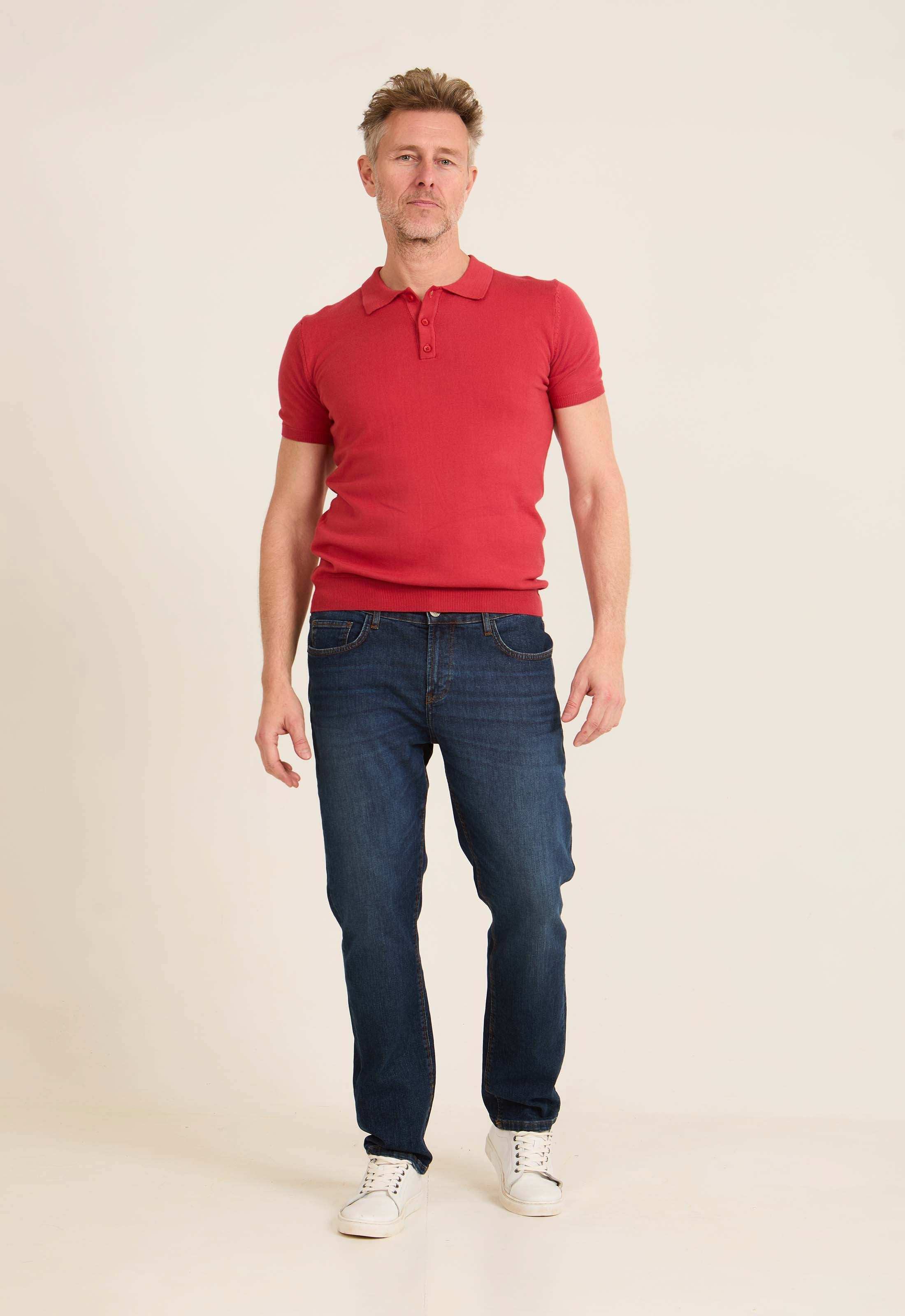 Ribbed Short Sleeves Regular Polo Shirt