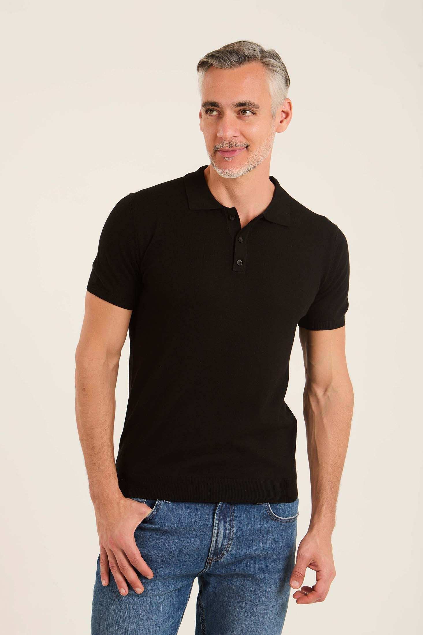 Ribbed Short Sleeves Regular Polo Shirt