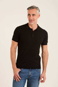 Ribbed Short Sleeves Regular Polo Shirt