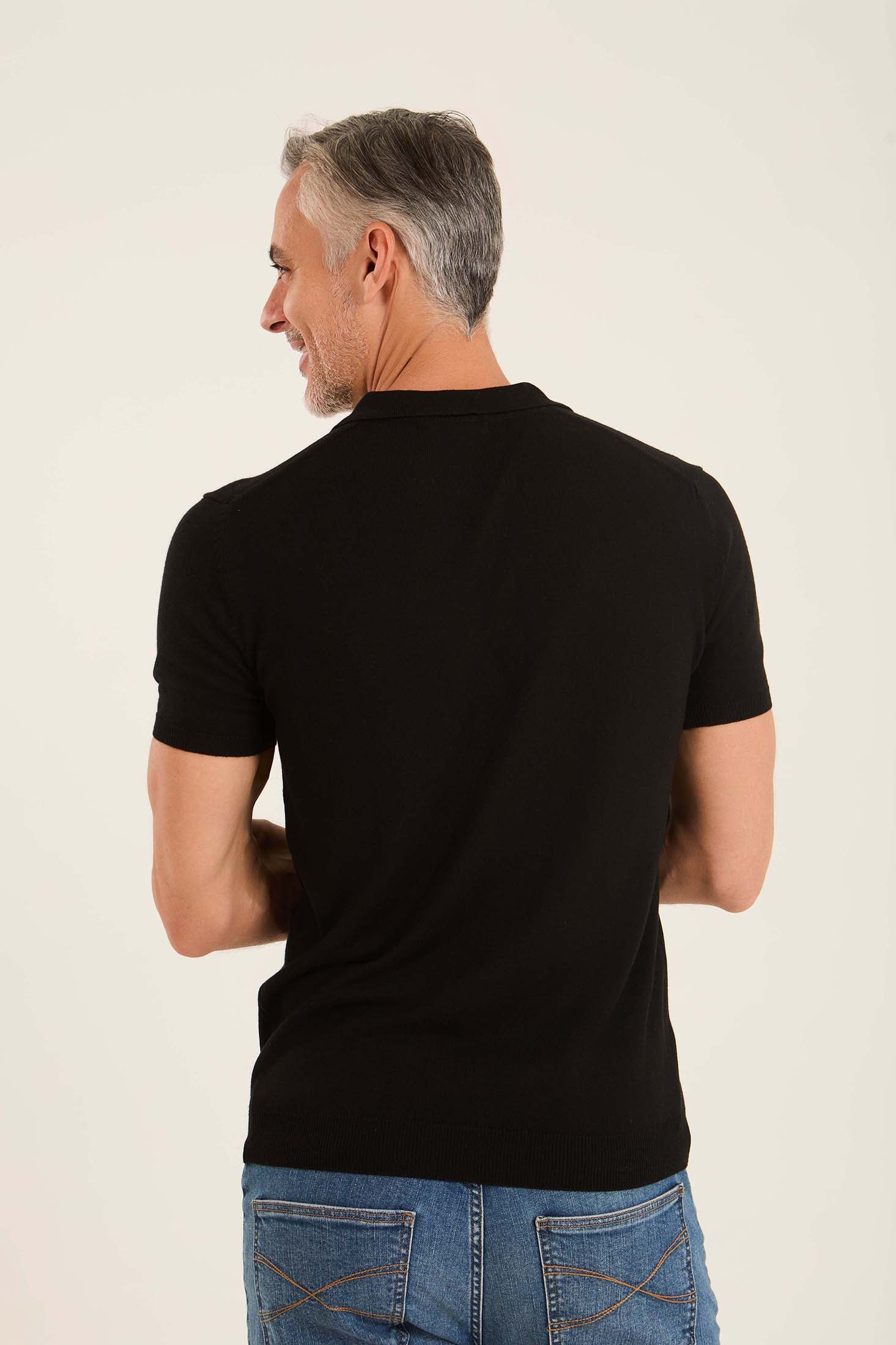 Ribbed Short Sleeves Regular Polo Shirt