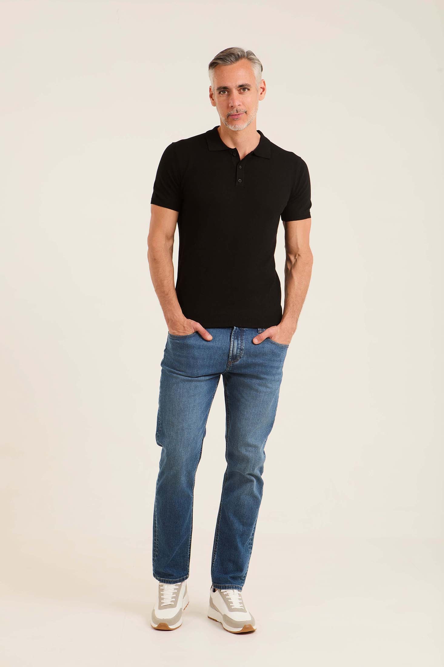 Ribbed Short Sleeves Regular Polo Shirt