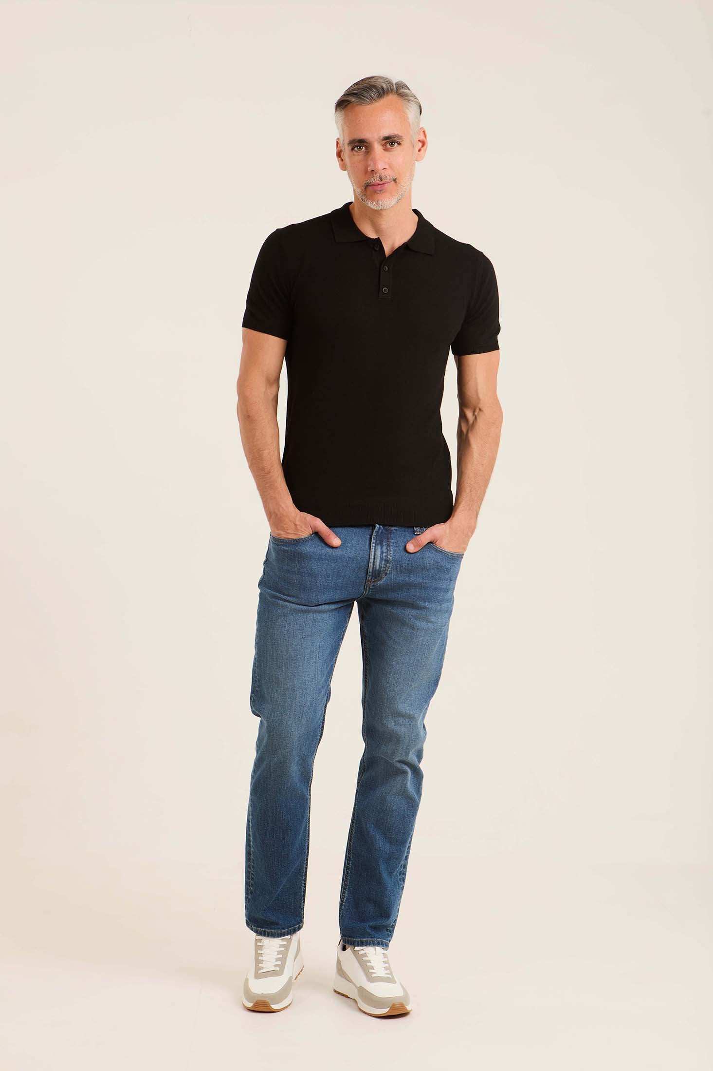 Ribbed Short Sleeves Regular Polo Shirt