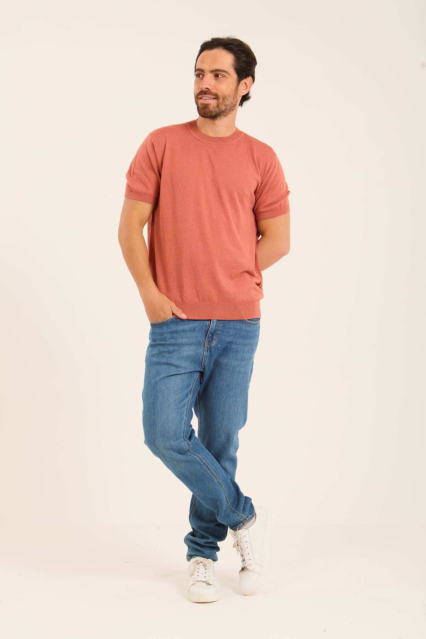 Short Sleeves Textured Tee with Hem