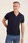 Perforated Striped Slip On Polo Shirt