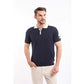 Solid Tricote Buttoned Neck Polo Shirt