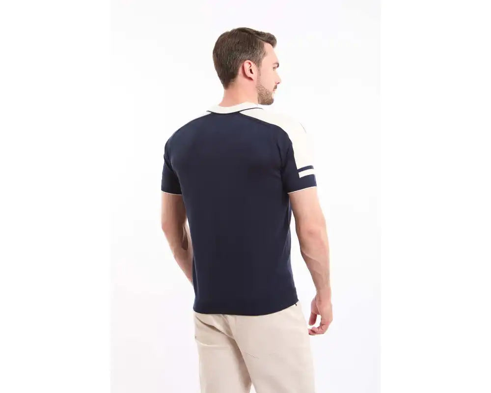 Solid Tricote Buttoned Neck Polo Shirt