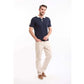 Solid Tricote Buttoned Neck Polo Shirt