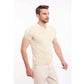 Solid Tricote Buttoned Neck Polo Shirt