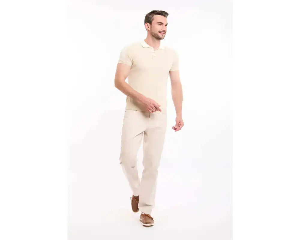 Solid Tricote Buttoned Neck Polo Shirt