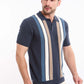 تيشيرت بولو مخطط بأكمام قصيرة وأزرار