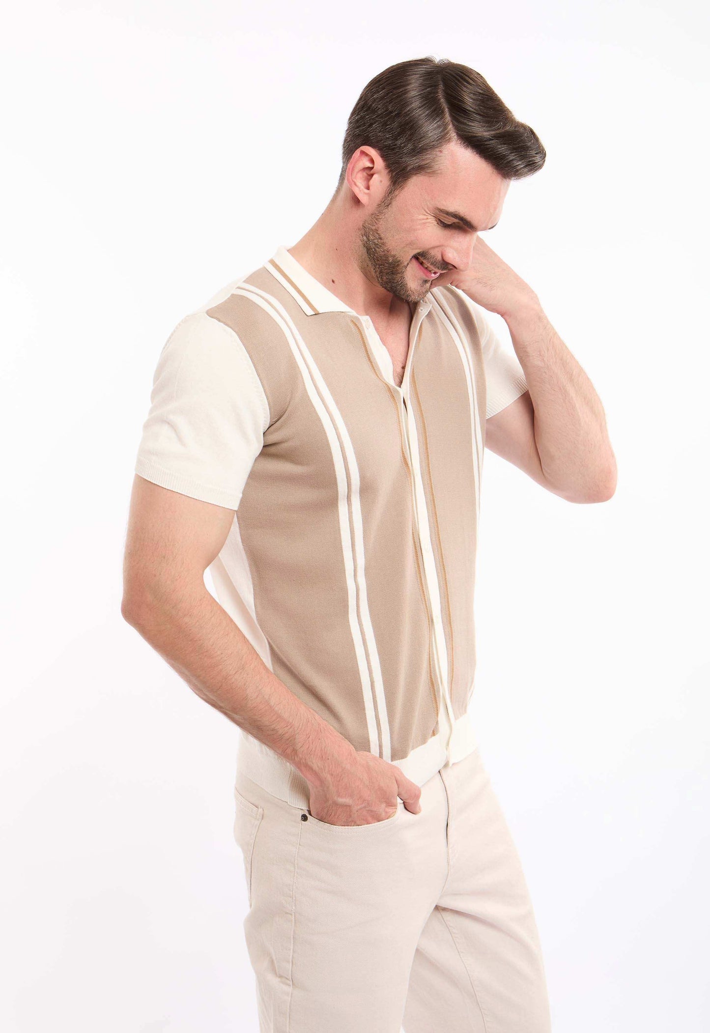 Turn Down Collar Striped Winter Shirt