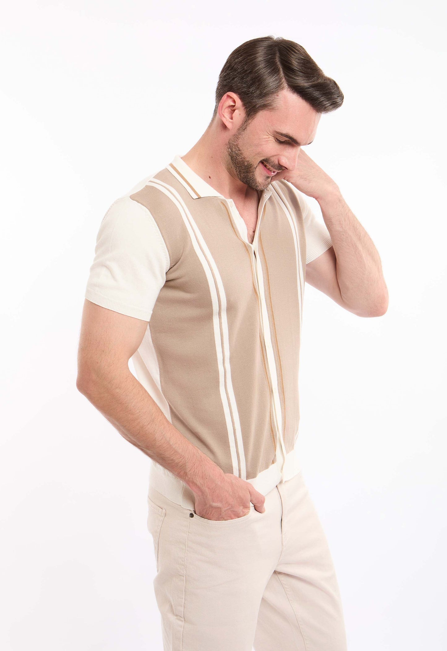 Turn Down Collar Striped Winter Shirt