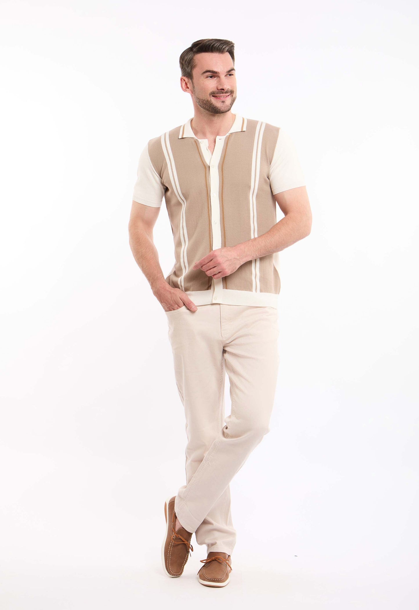 Turn Down Collar Striped Winter Shirt