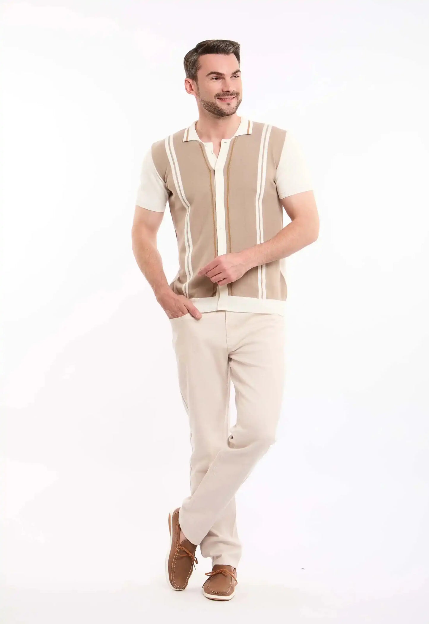 Turn Down Collar Striped Winter Shirt