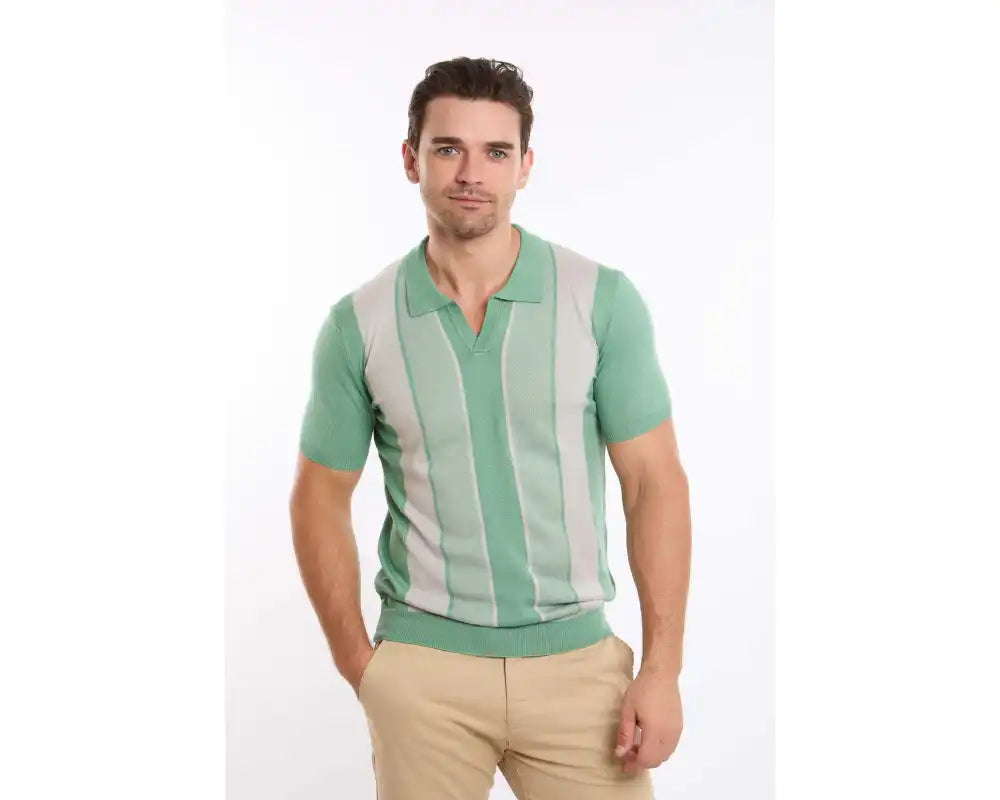Wide Stripes Slip On Tricote Polo Shirt