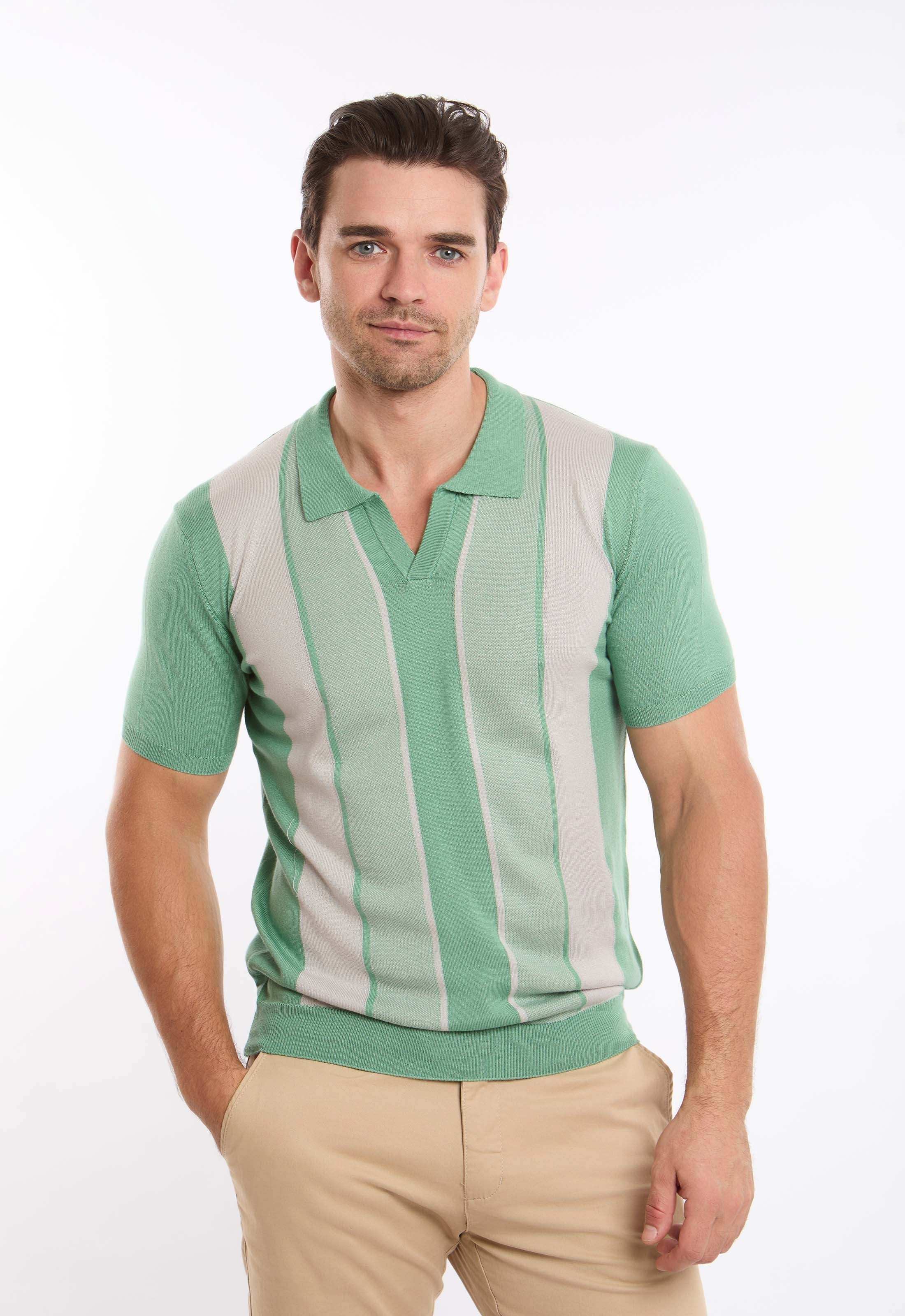Wide Stripes Slip On Tricote Polo Shirt