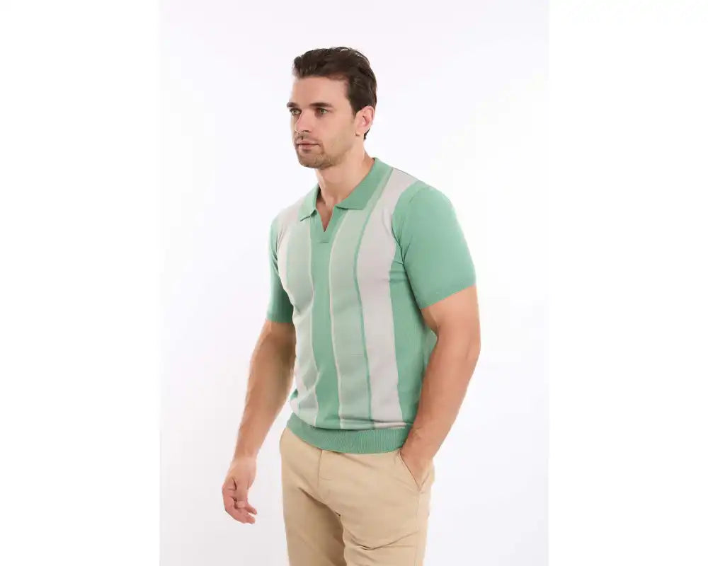 Wide Stripes Slip On Tricote Polo Shirt