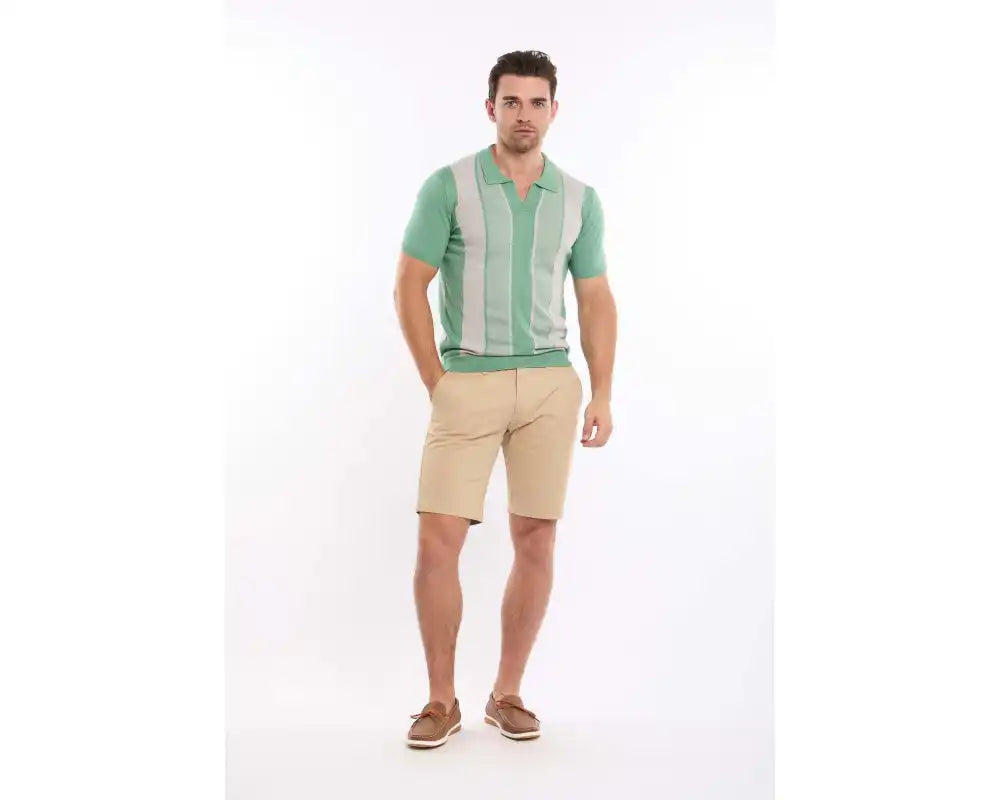 Wide Stripes Slip On Tricote Polo Shirt