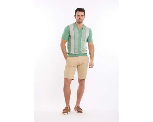 Wide Stripes Slip On Tricote Polo Shirt