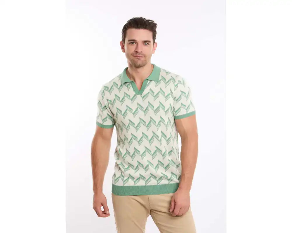 V-Neck Slip On Chevron Polo Shirt